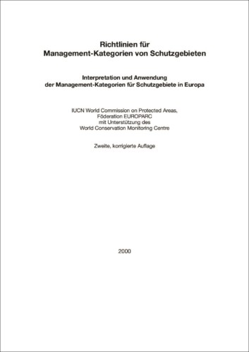 Richtlinien für die Anwendung der IUCN-Managementkategorien für Schutzgebiete Cover