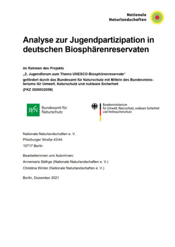 Deckblatt Analyse Jugendpartizipation in deutschen Biosphärenreservaten