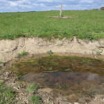 An einer Abbruchkante staut sich Wasser