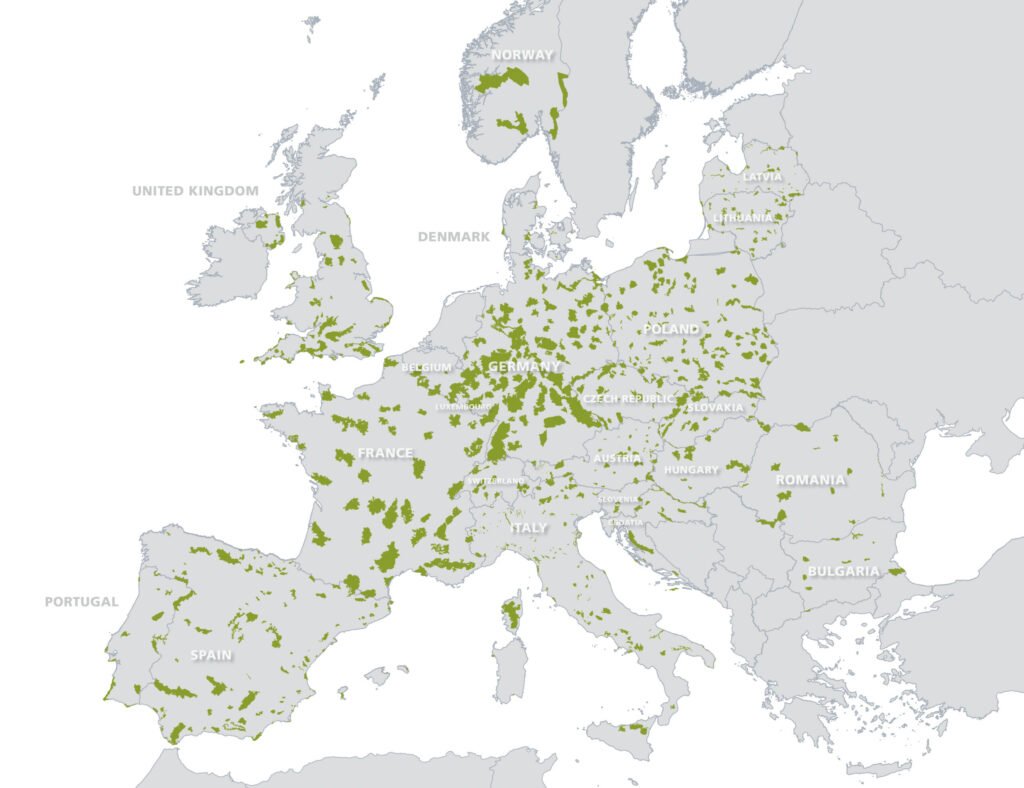 Karte der europäischen Naturparke 2017